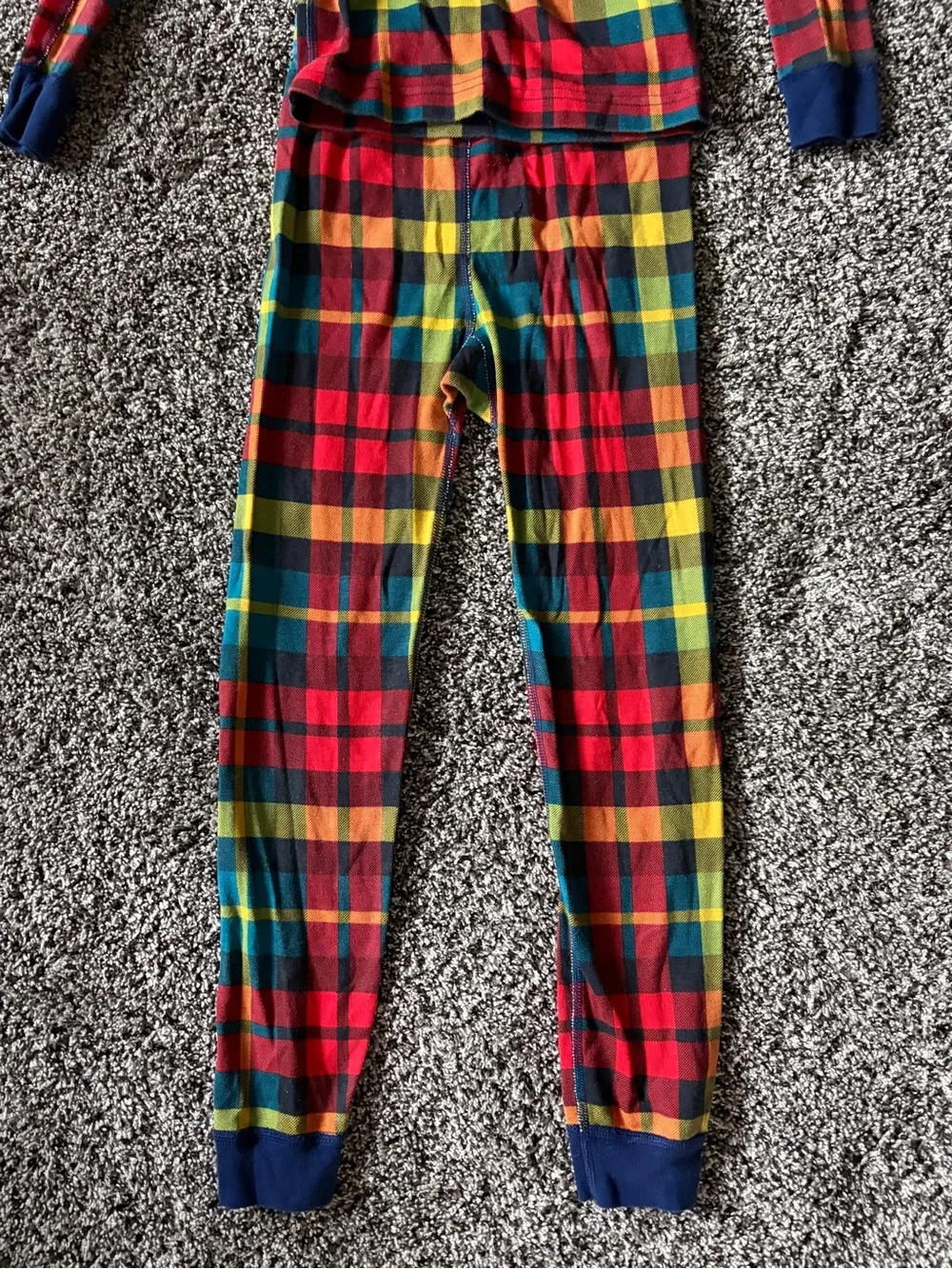 Hanna Andersson organic multi color Plaid Long John Pajama Set.